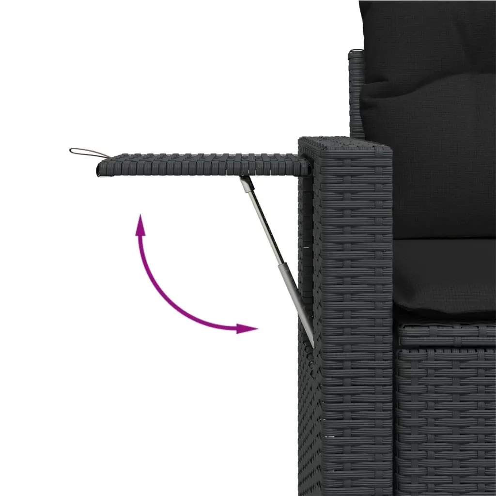 Modular Outdoor Patio Furniture Set Black 7 Piece Garden Sofa with Cushions