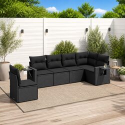 Your New Black 6 Piece Garden Sofa Set with Cushions