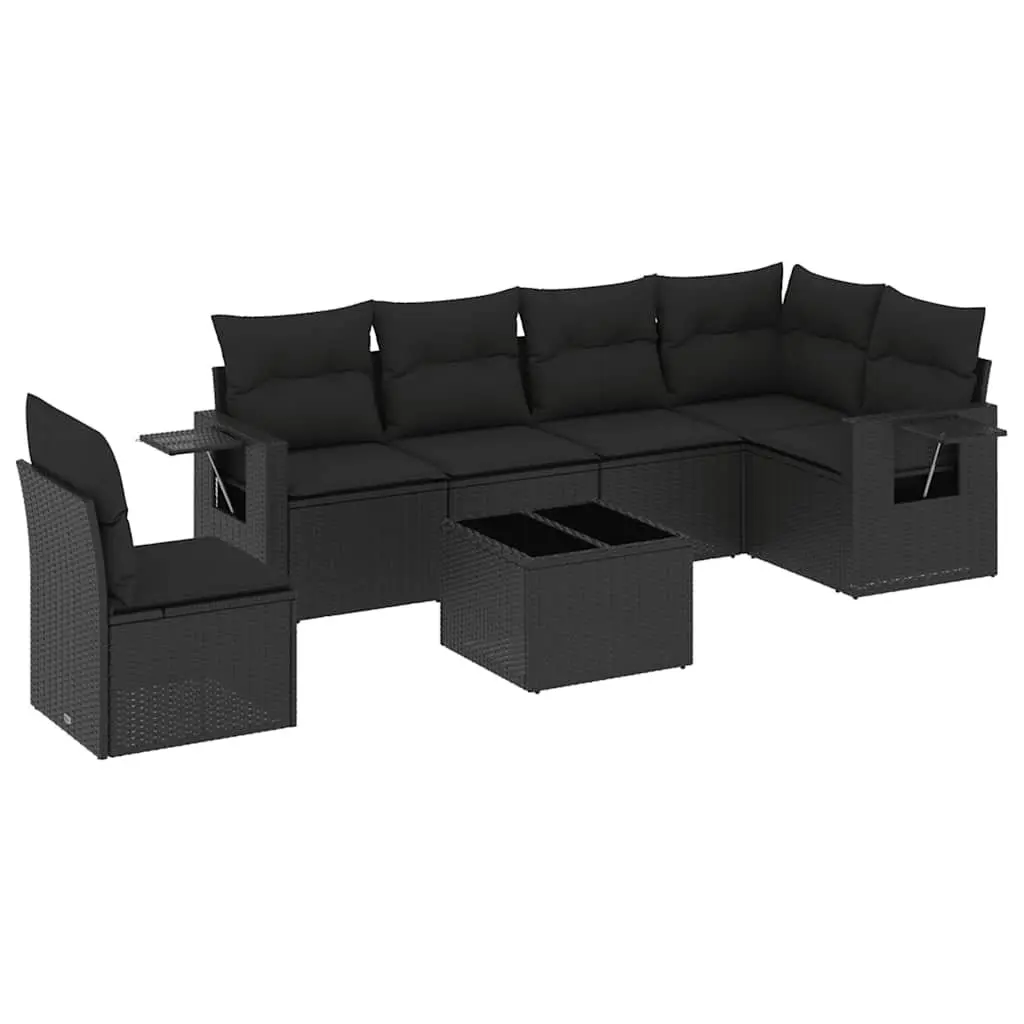 7 Piece Garden Sofa Set Outdoor Furniture Patio Seating Black with Cushions