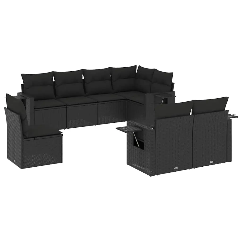 8 Piece Black Modular Outdoor Sofa Set