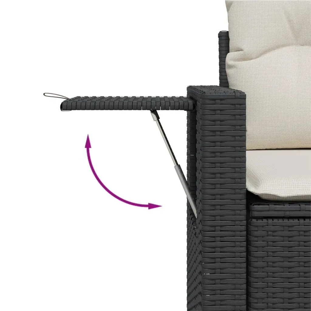 9 Piece Garden Sofa Set Outdoor Patio Furniture Black Poly Rattan with Cushions