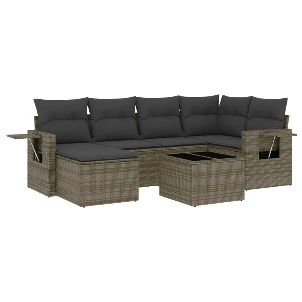 Garden Sofa Set 7 Piece Outdoor Furniture Patio Sectional with Cushions Grey
