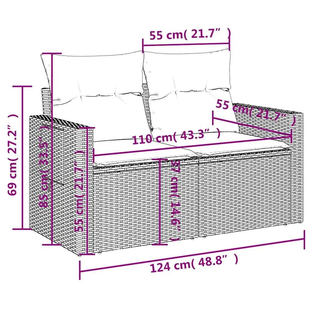 Garden Sofa Set 7 Piece Outdoor Furniture Patio Lounge Seating with Cushions