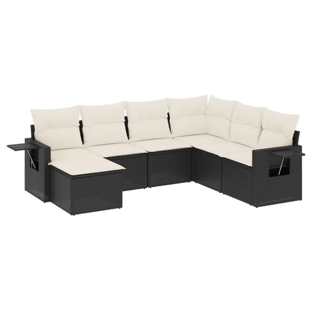 Garden Sofa Set 7 Piece Outdoor Furniture Patio Seating with Cushions Black