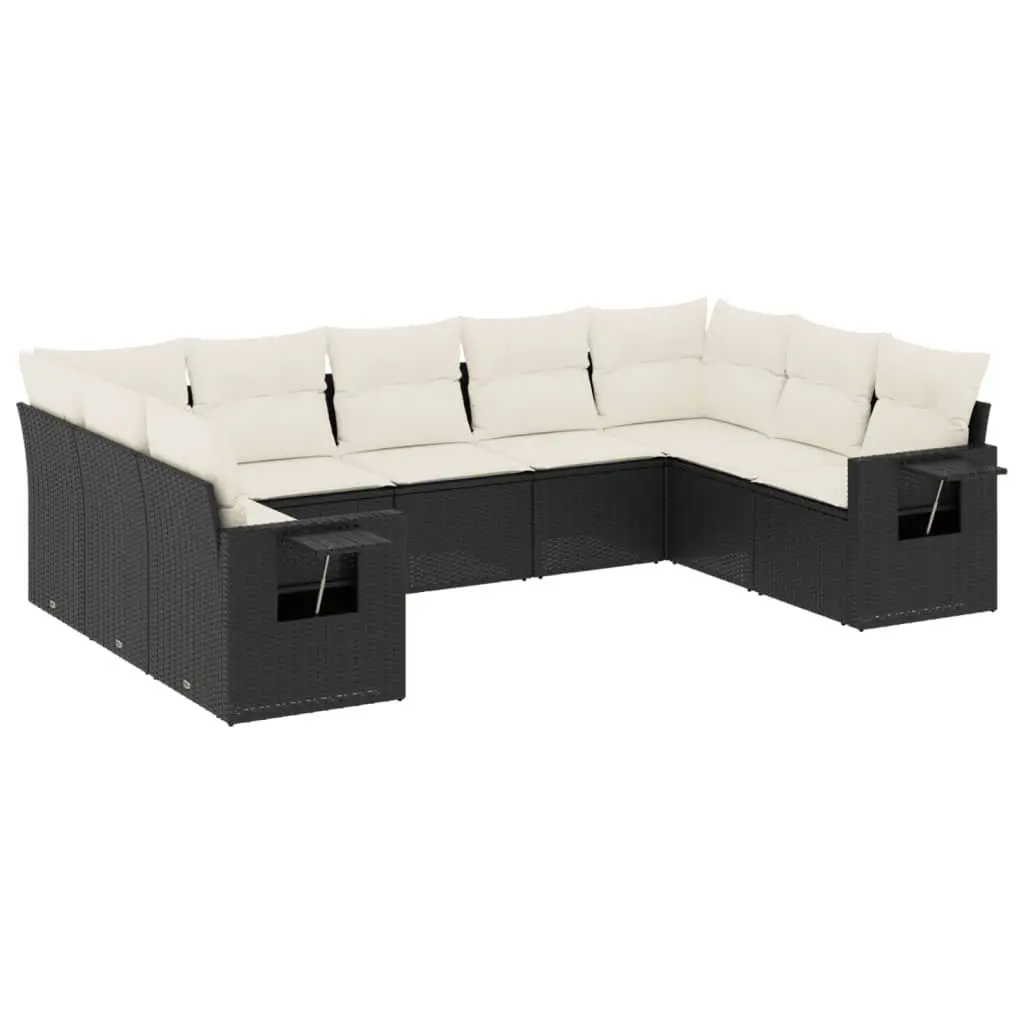 Outdoor Garden Sofa Set Modular Black Poly Rattan 9 Piece
