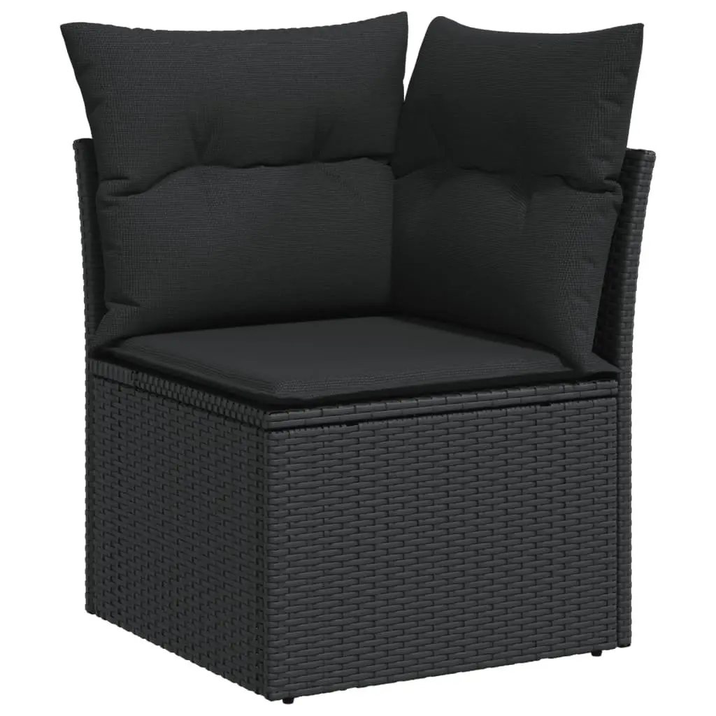 Outdoor Garden Sofa Set 9 Piece Modular Patio Furniture Black Poly Rattan with