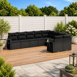 Friendly 9-Piece Modular Patio Sofa Set in Black