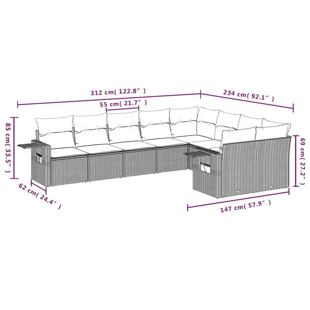 Outdoor Garden Sofa Set 9 Piece Modular Patio Furniture Black Poly Rattan with