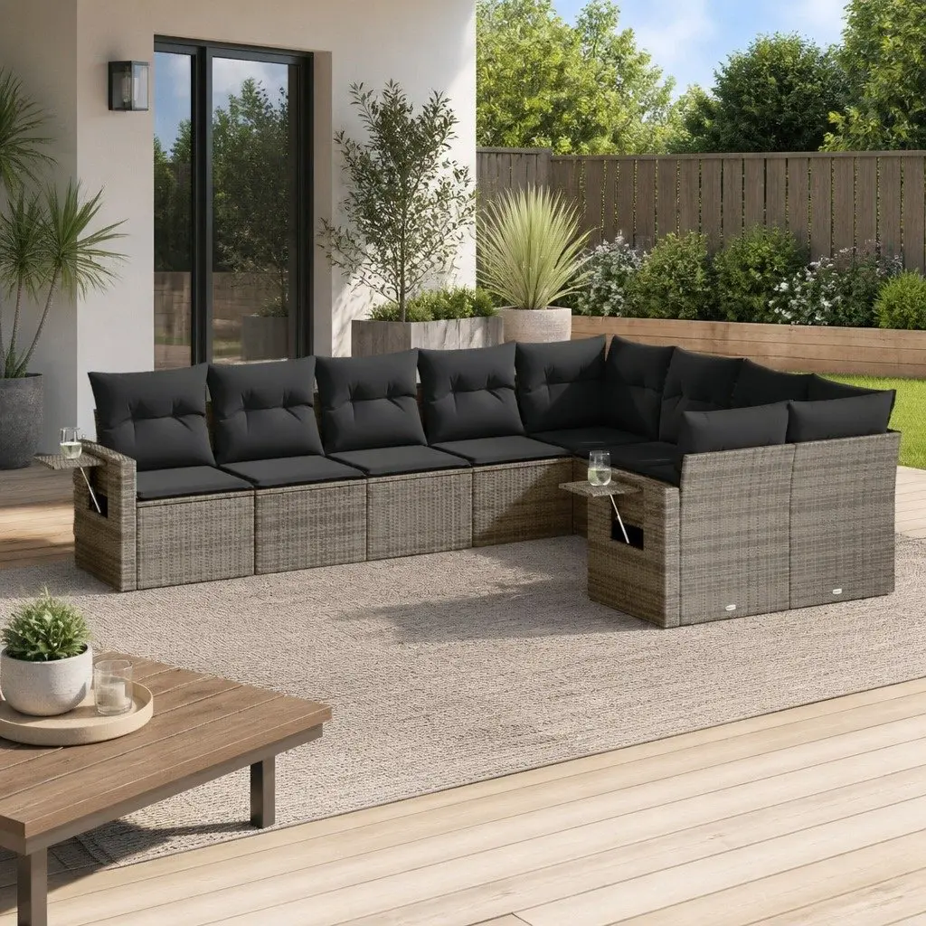 9 Piece Grey Outdoor Sofa Set