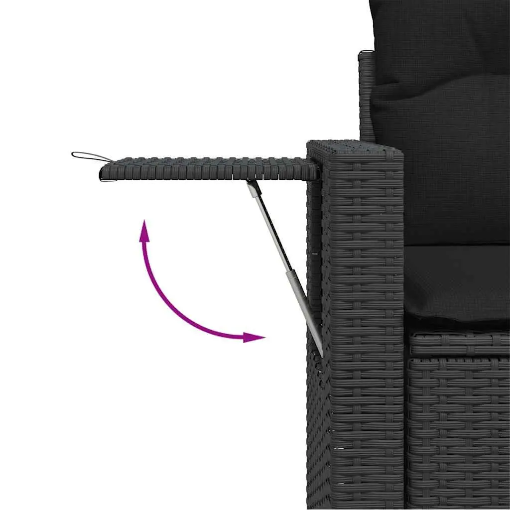 Garden Sofa Set 10 Piece Outdoor Furniture Black Poly Rattan Modular Patio