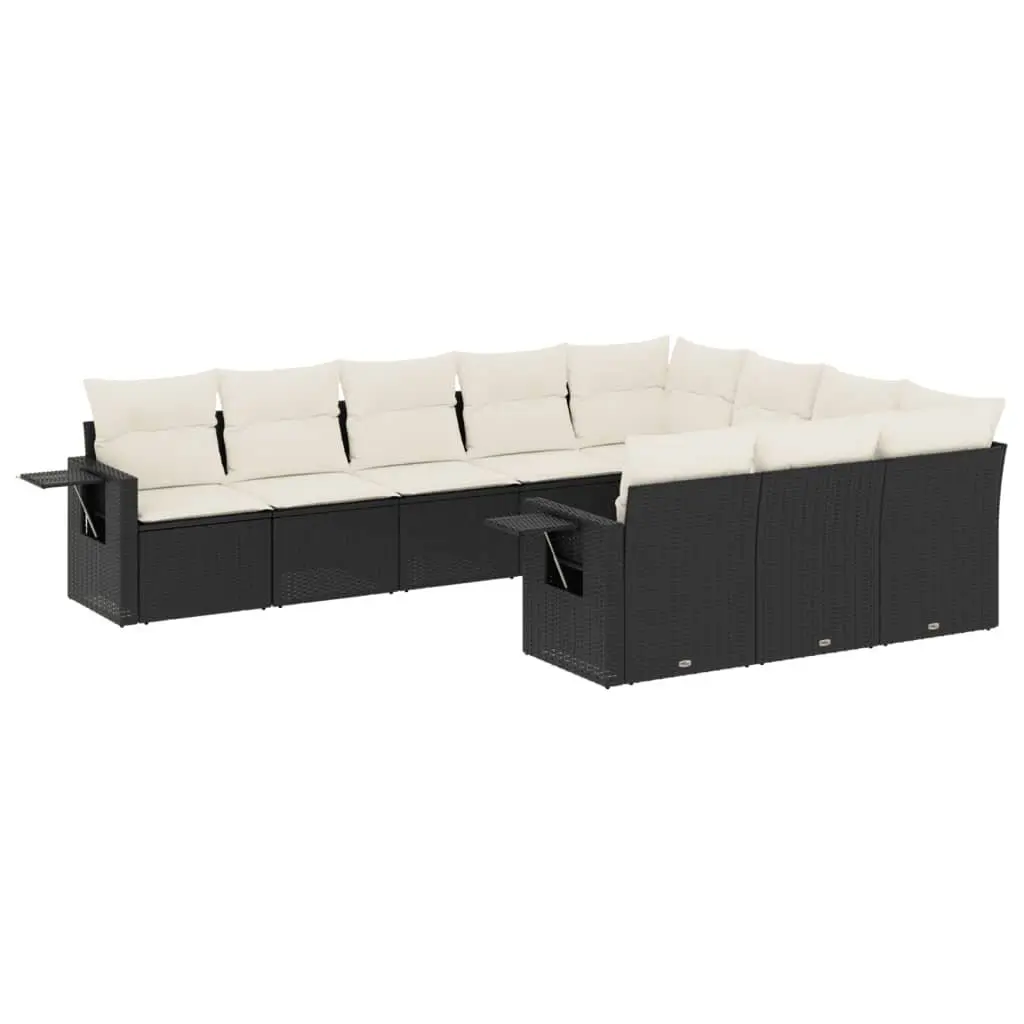 Garden Sofa Set 10 Piece Outdoor Furniture Patio Black Poly Rattan Modular