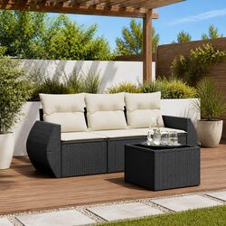 4 Piece Garden Sofa Set Outdoor Furniture Patio Lounge with Cushions Black