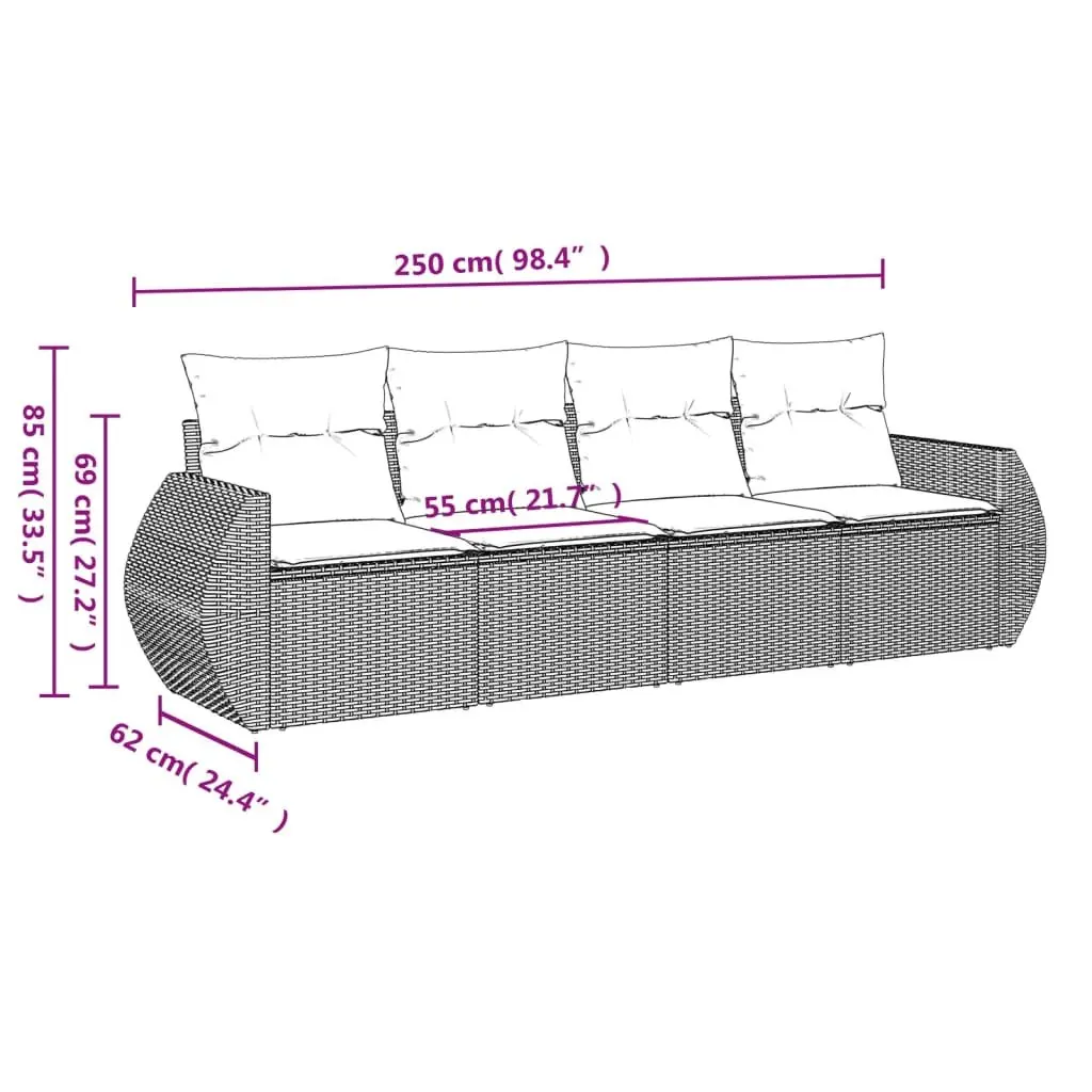 Garden Sofa Set 4 Piece Outdoor Furniture Patio Seating Black with Cushions