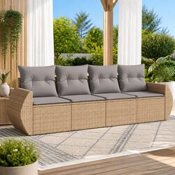 Your Outdoor Oasis Awaits: Beige 4-Piece Sofa Set