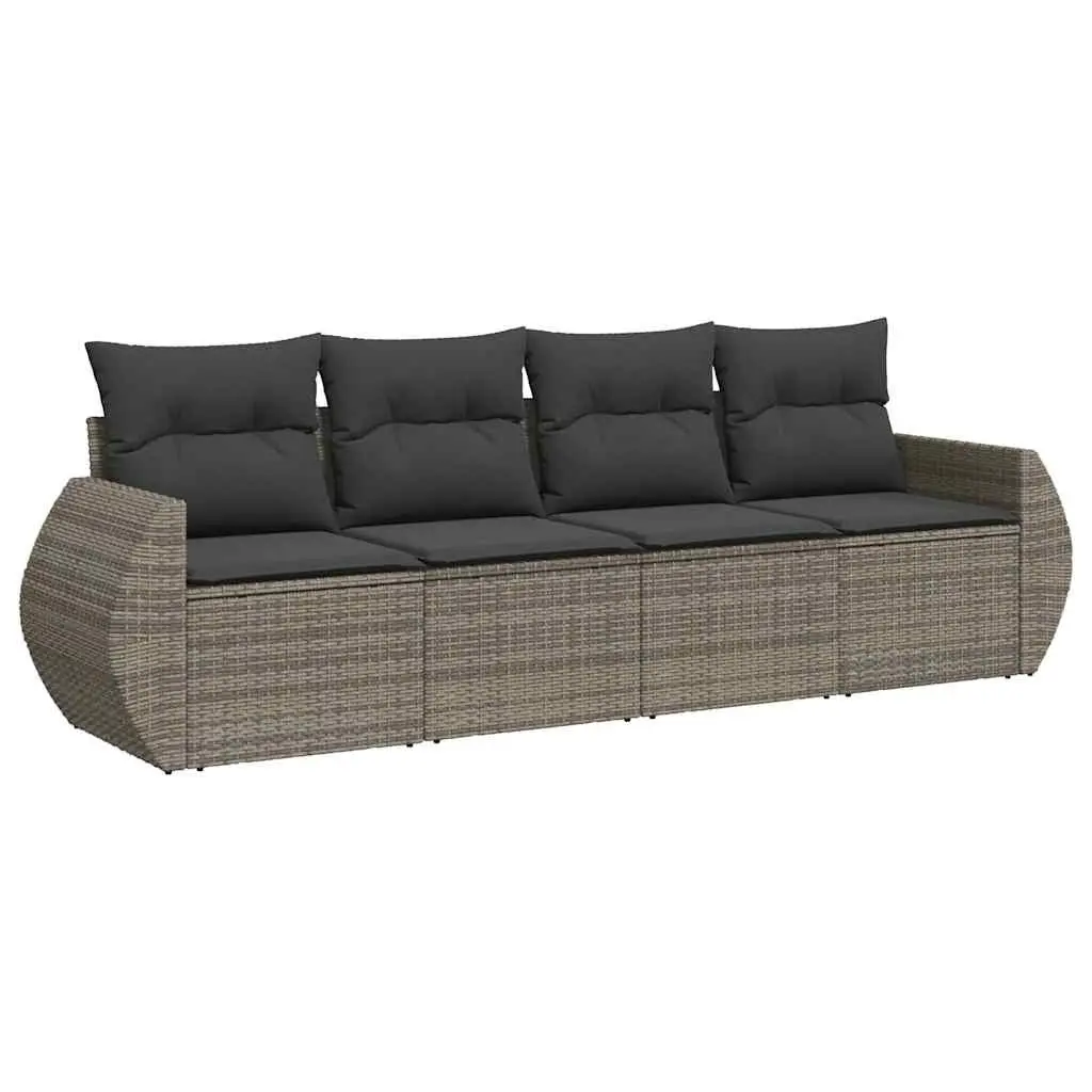 4 Piece Garden Sofa Set with Cushions Grey Outdoor Furniture Patio Sectional
