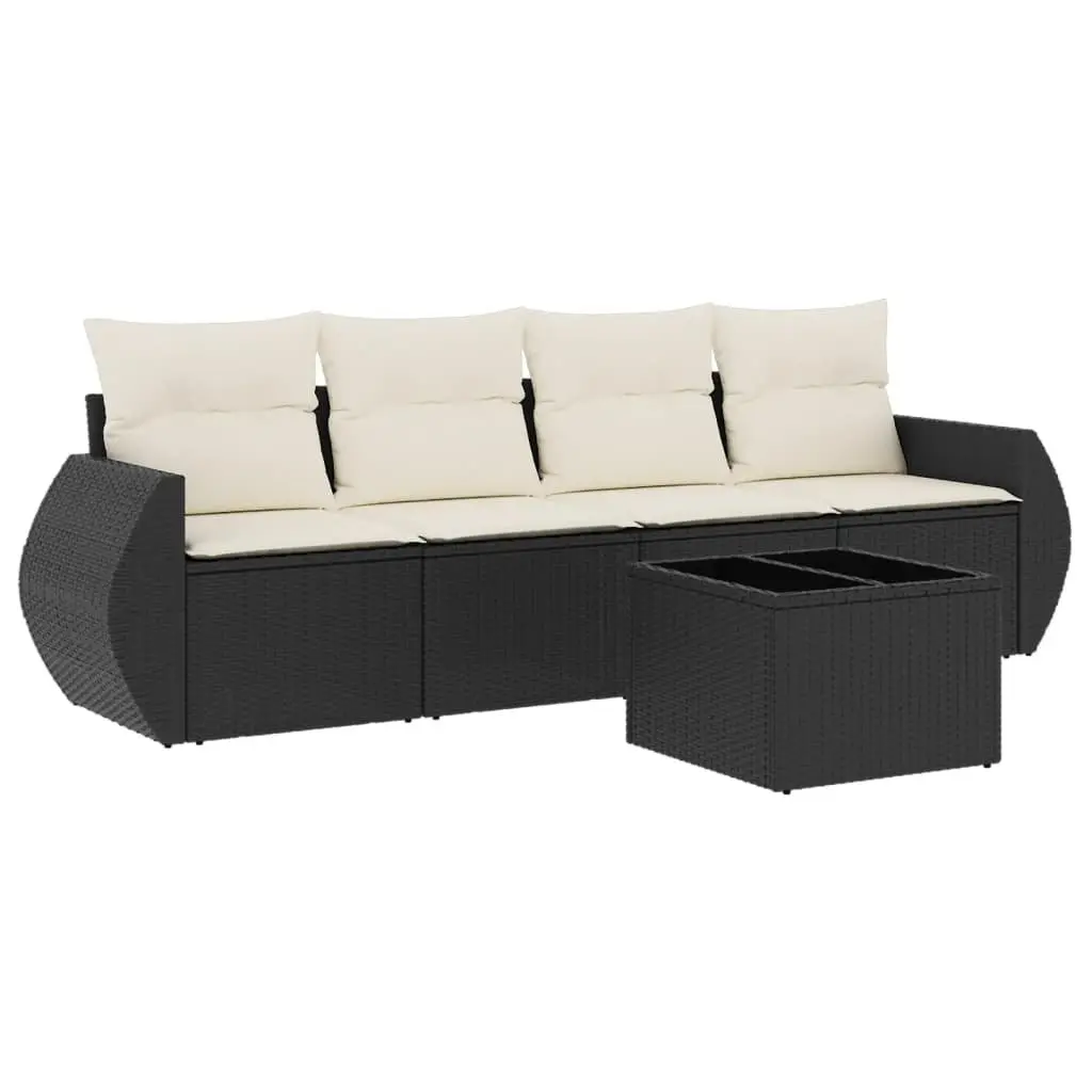 Garden Sofa Set 5 Piece Outdoor Furniture Patio Lounge with Cushions Black