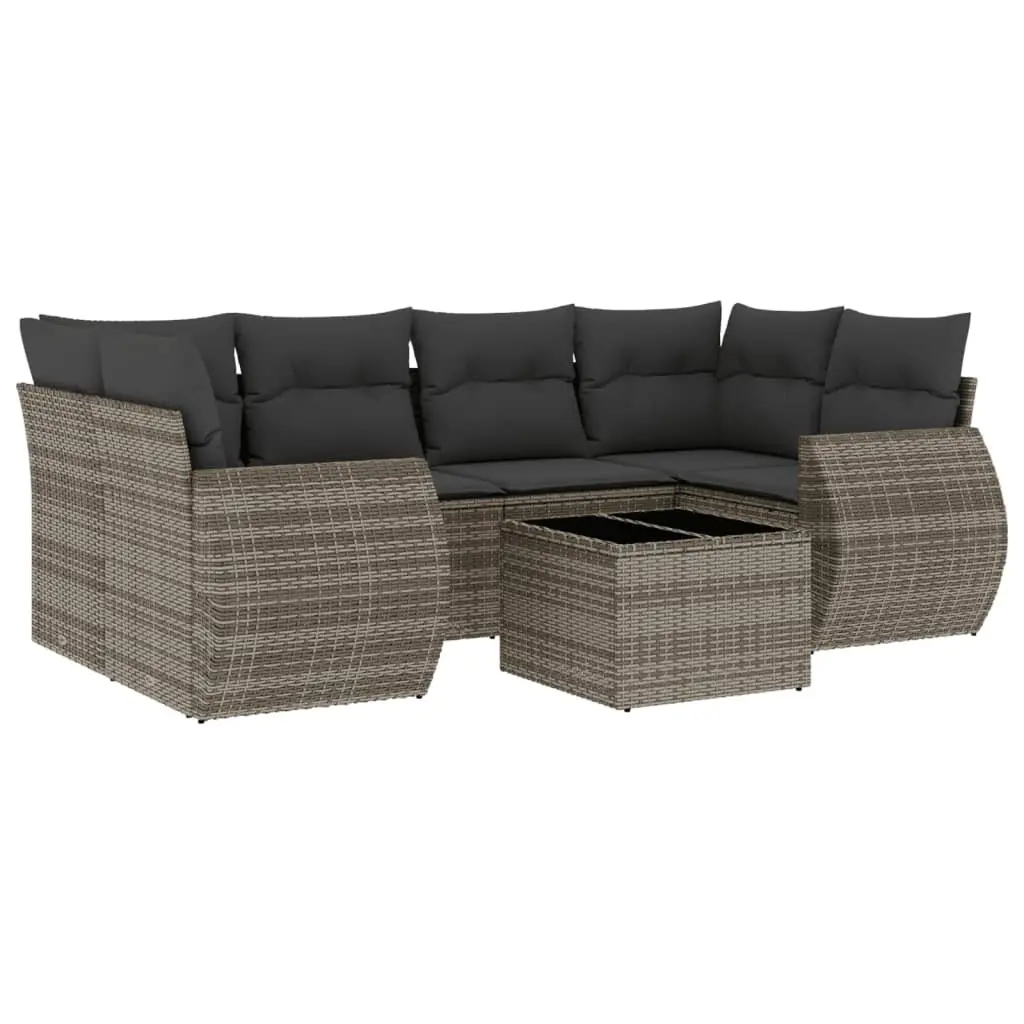 Garden Sofa Set Grey Modular 7 Piece Outdoor Furniture with Cushions