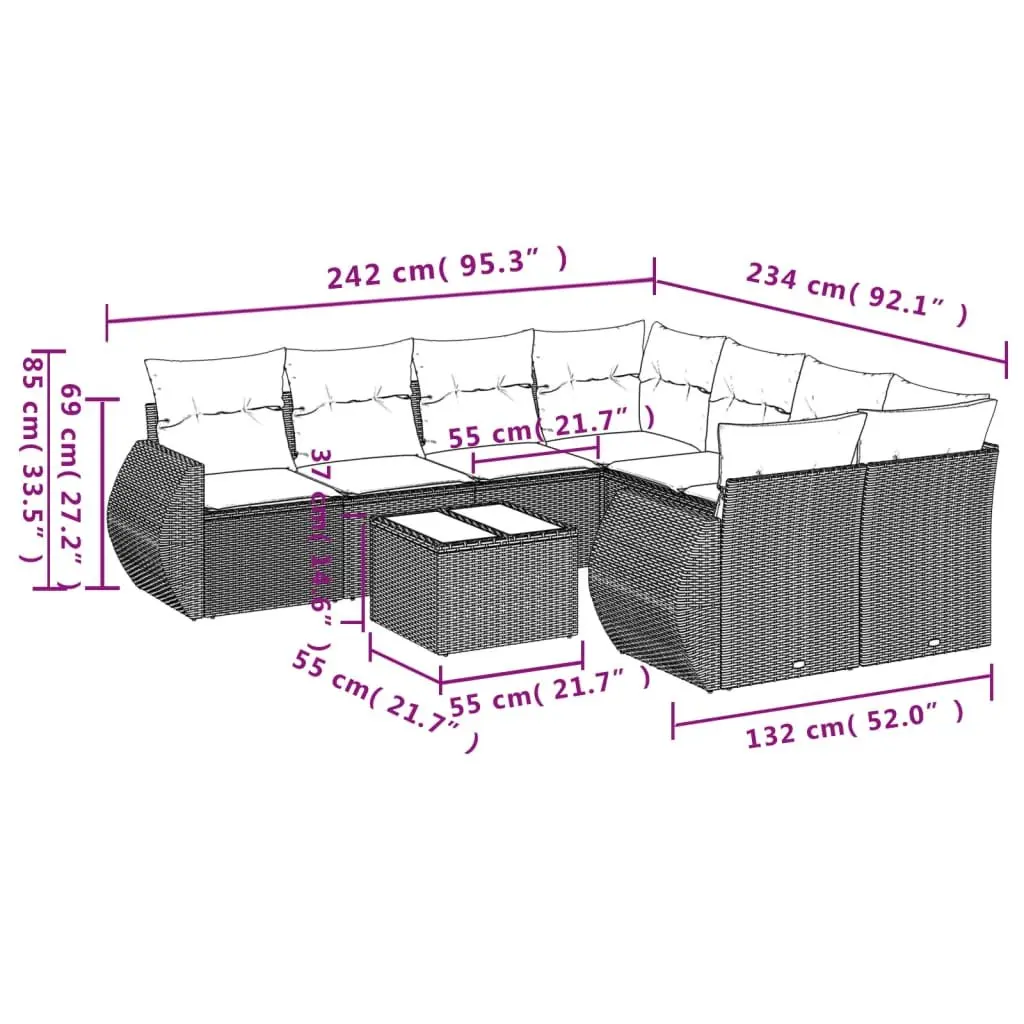 9 Piece Outdoor Sofa Set