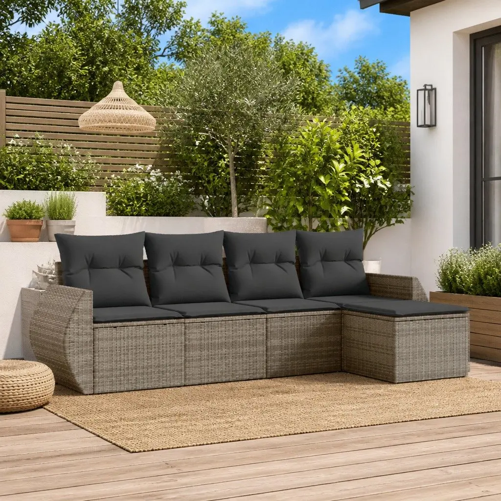 Garden Sofa Set Grey 5 Piece Outdoor Furniture Patio Seating with Cushions