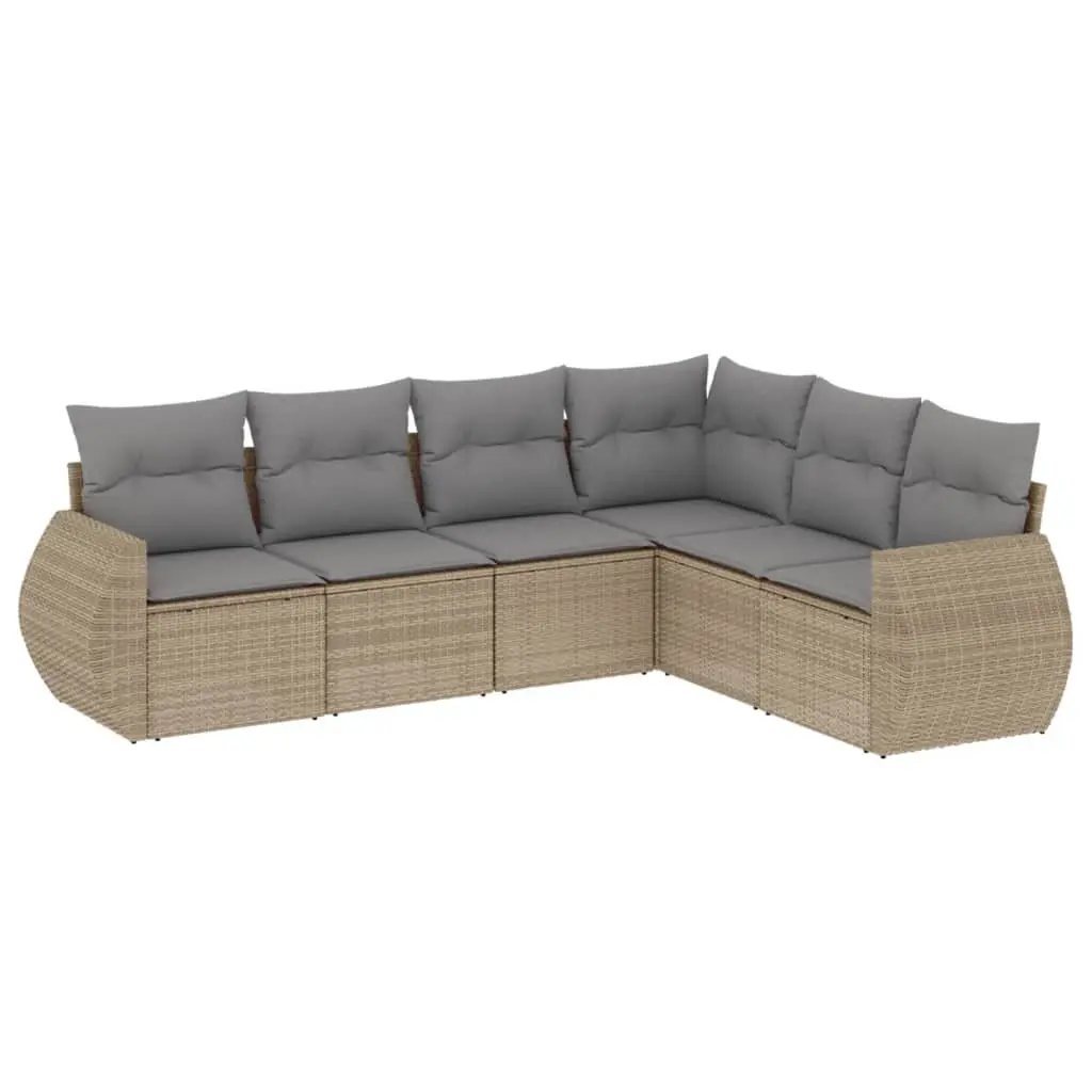 6 Piece Garden Sofa Set with Cushions Beige Outdoor Patio Furniture Modular