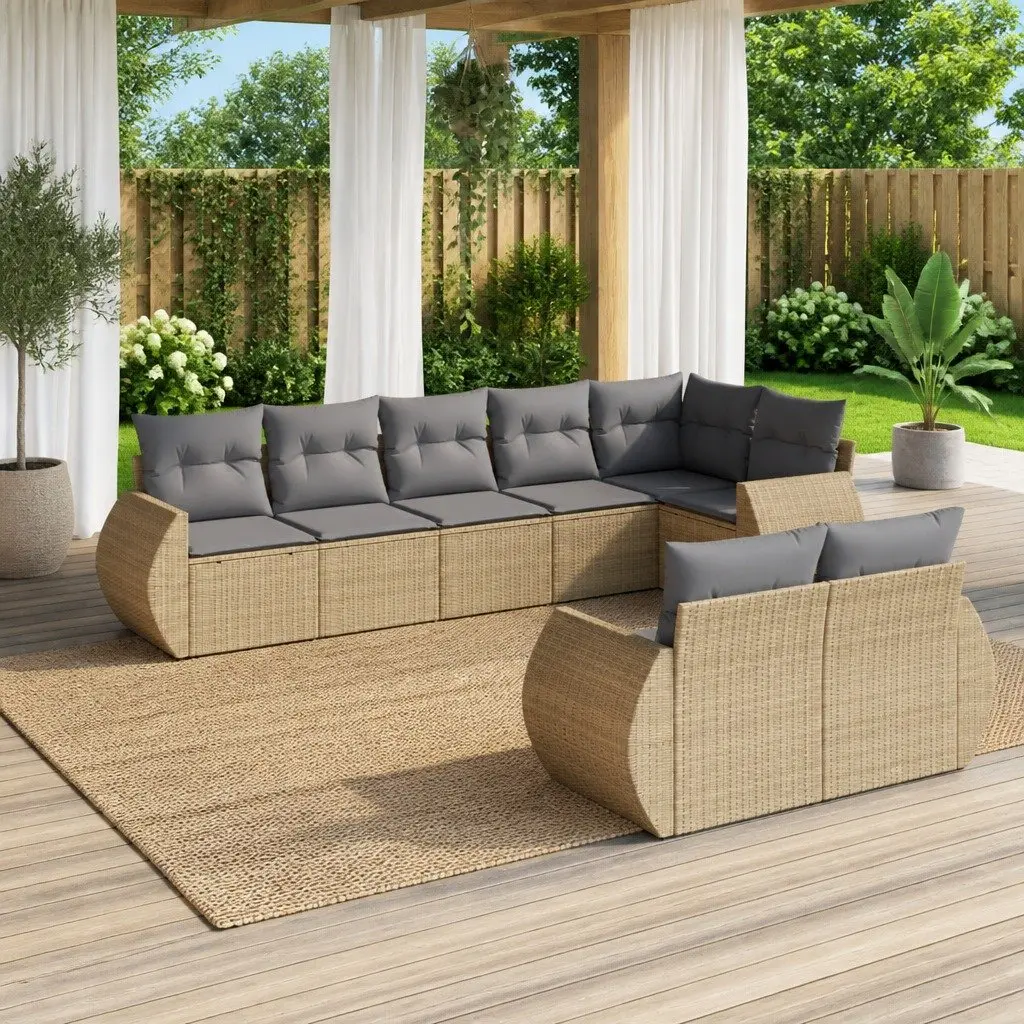 Outdoor Sectional Sofa Set 8 Piece Garden Furniture Patio Seating with Cushions