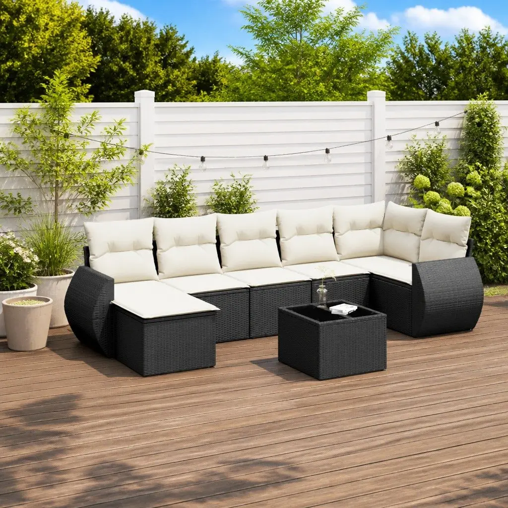 Outdoor Sectional Sofa Set 7 Piece Black Garden Furniture Modular Patio Seating