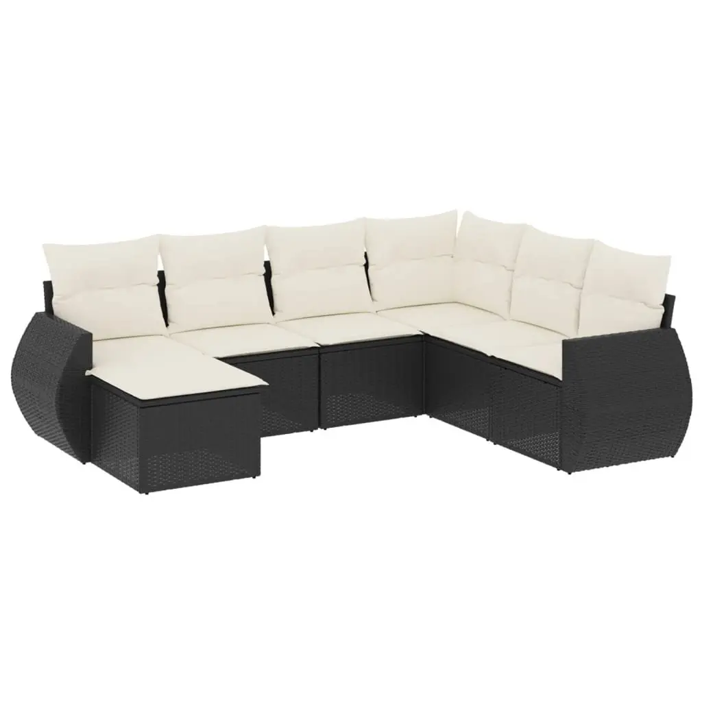 Outdoor Sectional Sofa Set 7 Piece Black Garden Furniture Modular Patio Seating