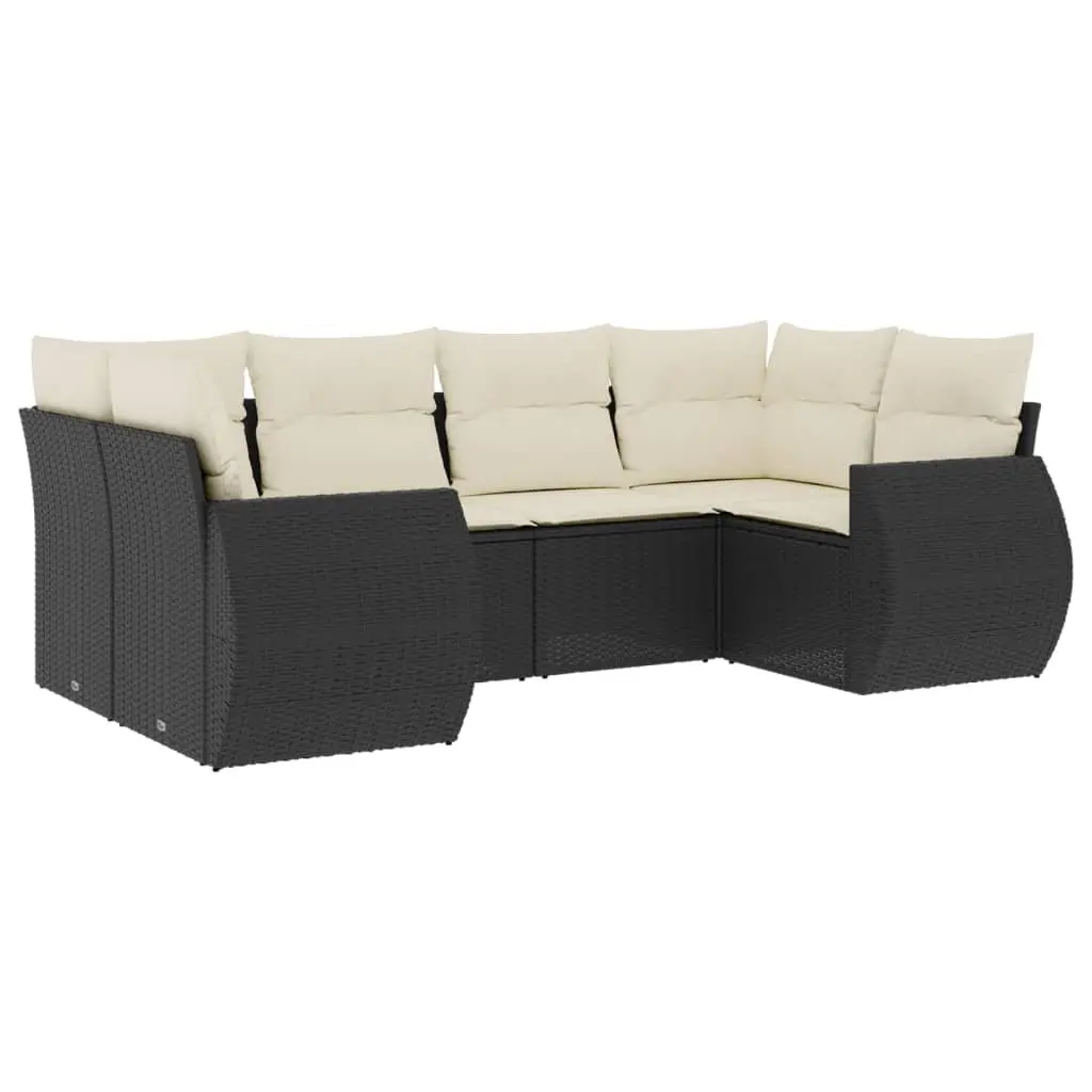 Outdoor Sectional Sofa Set 6 Piece Garden Furniture Black Modular Patio Seating