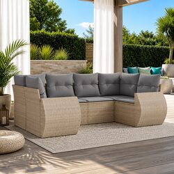 6-Piece Outdoor Sectional Sofa Set with Removable Covers