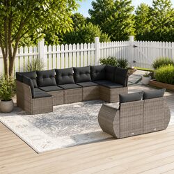 Outdoor Sectional Sofa Set 9 Piece Garden Lounge with Cushions Grey Modular