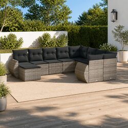 Friendly 10-Piece Modular Grey Garden Sofa Set