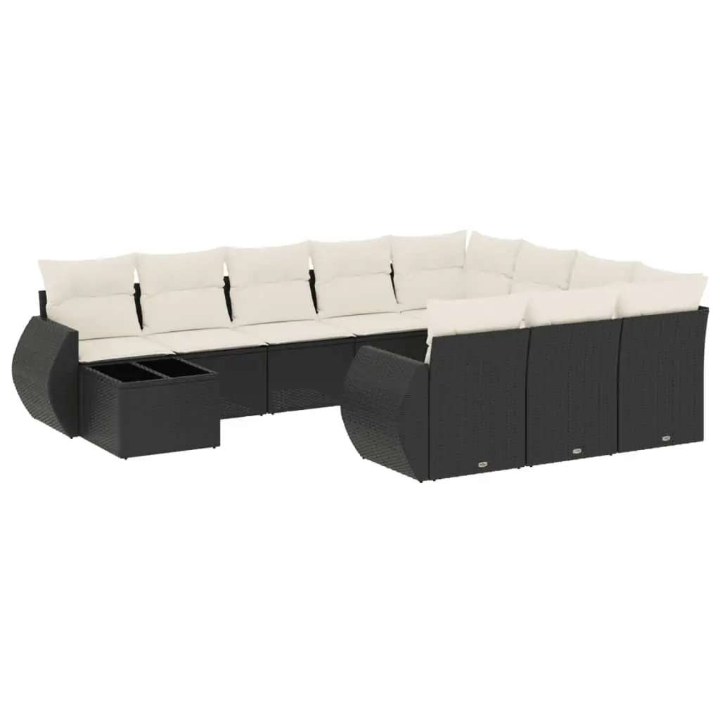11 Piece Black Rattan Outdoor Sofa Set