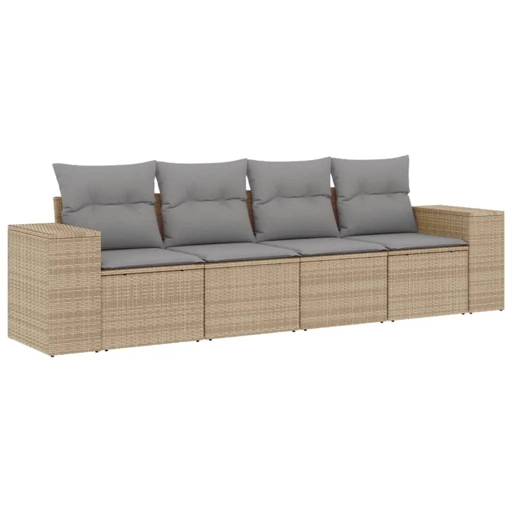 Outdoor Sectional Sofa Set 4 Piece Garden Furniture Beige Cushions Modular Patio