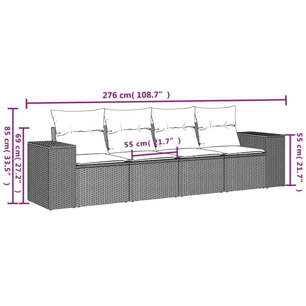 Outdoor Sectional Sofa Set 4 Piece Garden Furniture Grey Patio Seating Cushions