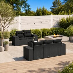 Get Comfortable with a 6-Piece Black Garden Sofa Set