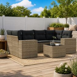 Friendly 7-Piece Outdoor Sectional Sofa Set in Grey