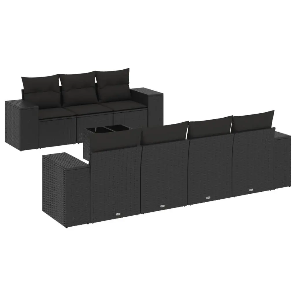 Outdoor Sectional Sofa Set 8 Piece Garden Furniture Black Poly Rattan with