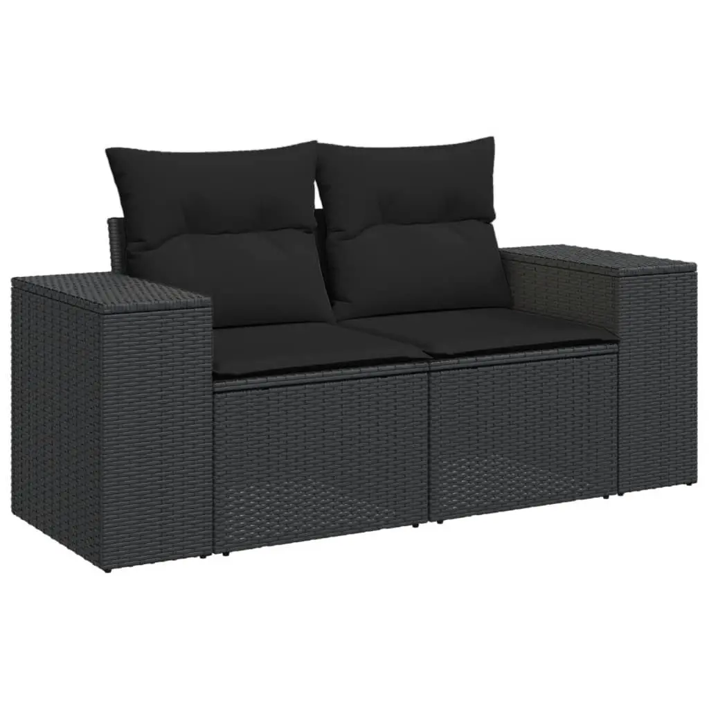 Outdoor Sectional Sofa Set 8 Piece Garden Furniture Black Poly Rattan with