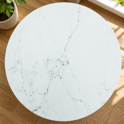 Tempered Glass Table Top White Marble Design Ø70cm Dining Coffee Table Accessory