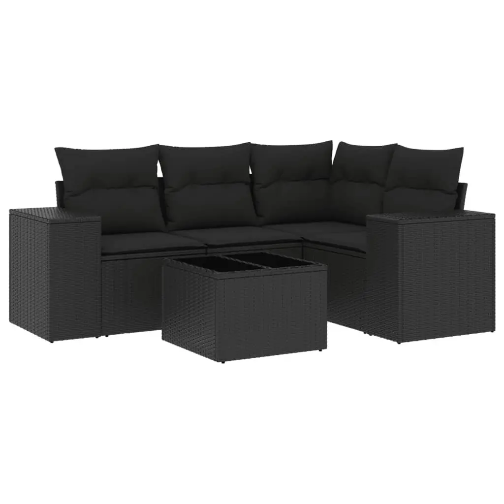 5 Piece Outdoor Sofa Set in Black