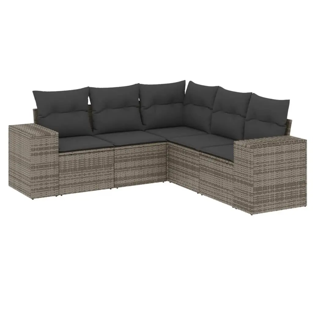 Garden Sofa Set 5 Piece Outdoor Furniture Patio Seating Grey with Cushions