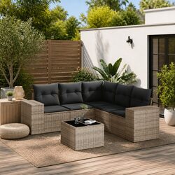 6-Piece Grey Garden Sofa Set - Stylish Outdoor Furniture