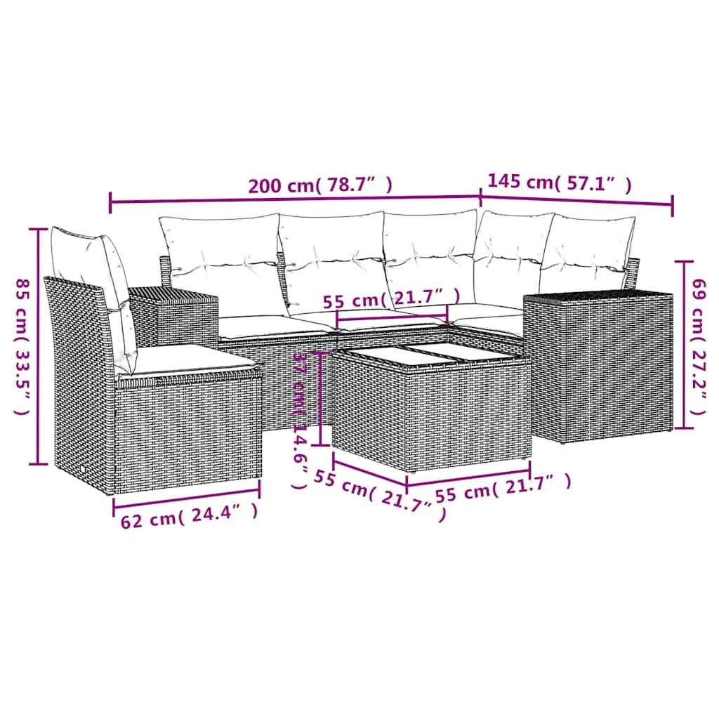 6 Piece Garden Sofa Set