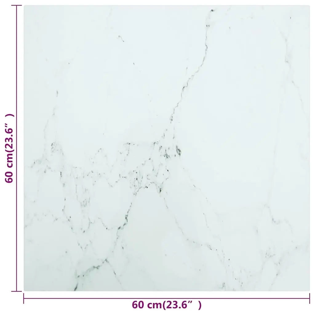 Tempered Glass Table Top 60x60 cm White Marble Design Dining Coffee Table
