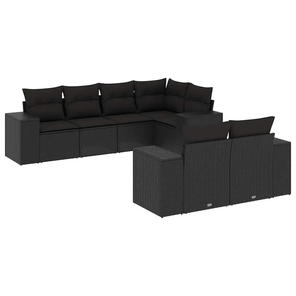 Garden Sofa Set 7 Piece Outdoor Furniture Patio Seating Black with Cushions