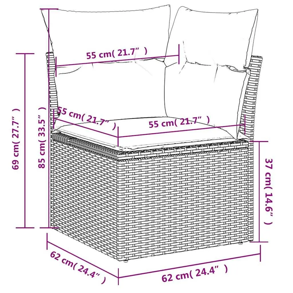 Garden Sofa Set 7 Piece Outdoor Furniture Patio Seating Black with Cushions