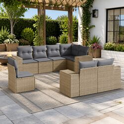 Garden Sofa Set 8 Piece Outdoor Furniture Patio Beige Cushions Modular Rebounder