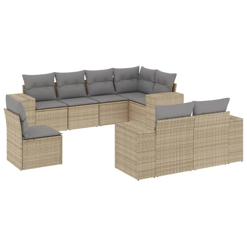 8-Piece Outdoor Sofa Set with Beige Cushions