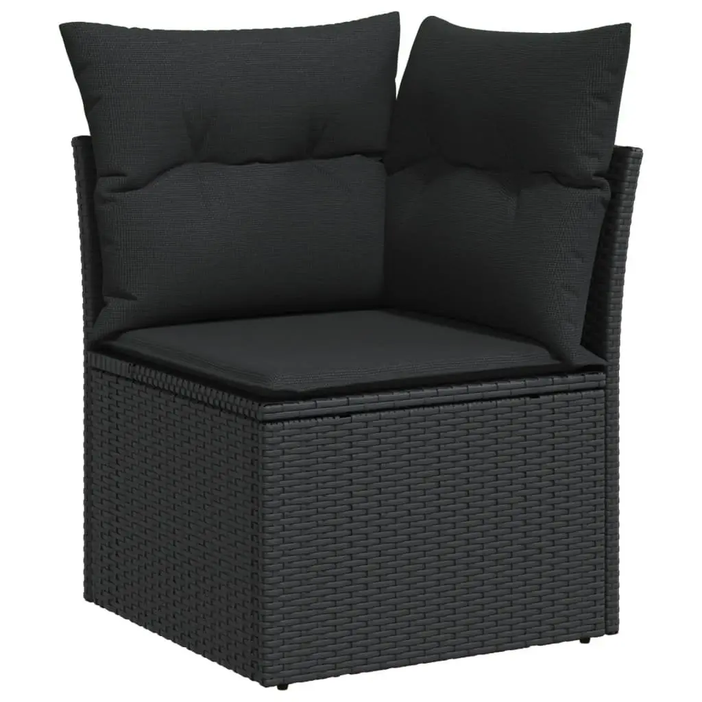 Garden Sofa Set 9 Piece Outdoor Furniture with Cushions Black Poly Rattan Patio