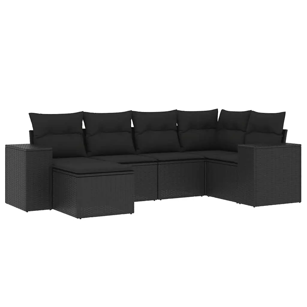 6 Piece Black Outdoor Sofa Set